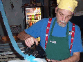 Don pours coffee